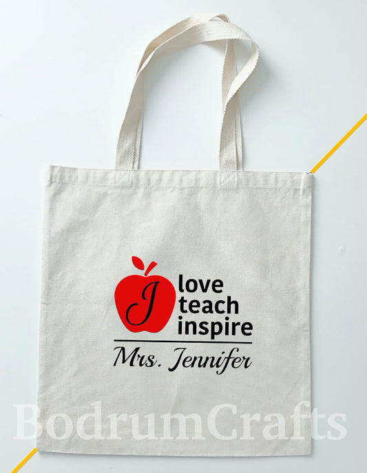 Teacher Tote Bag, Custom Canvas Tote Bag, Custom Print Teacher Gift, Teacher Bags and Totes, It takes a big heart to shape little minds