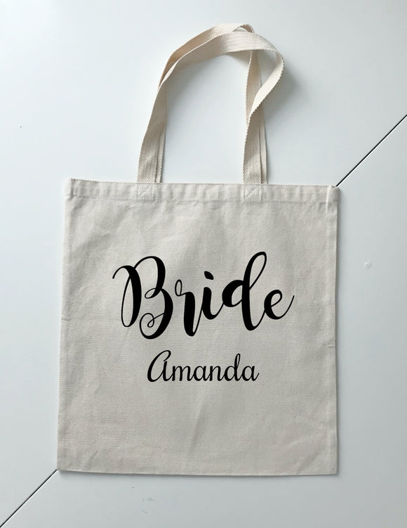 Personalized Wedding Canvas Gift Tote Bags, Bride, Bridesmaid Gift Bags, PWB07