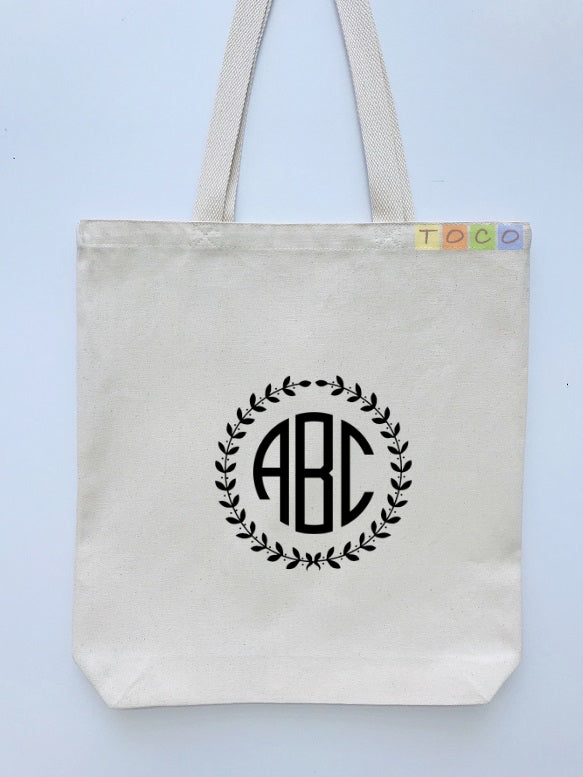 Monogrammed Canvas Gift Tote Bags