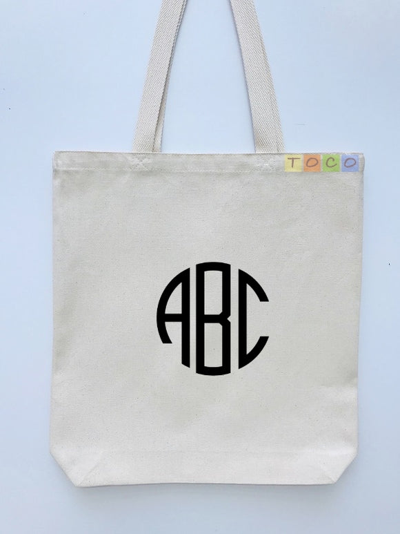 Monogrammed Canvas cotton tote bags