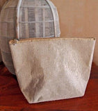 10" Jute Fabric Zipper Pouch Bags with Gusset