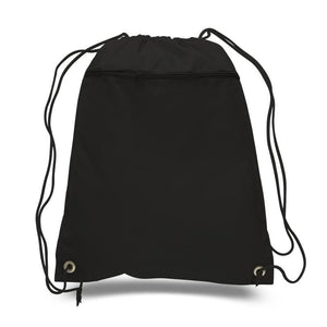 Mytotebags wholesale Polyester Sports Drawstring Backpack with Front Zippered Pocket