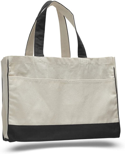 Large Size Heavy Canvas Shopping Grocery Tote Bags, Large Front Pocket
