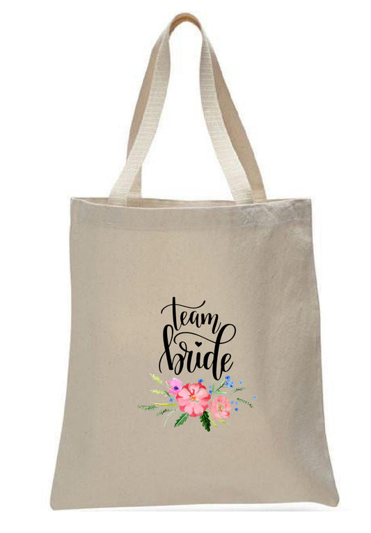 Wedding Canvas Gift Tote Bags, Party Gifts, Team Bride, WB51