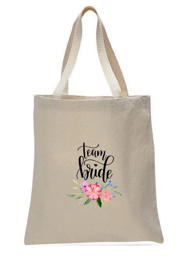 Wedding Canvas Gift Tote Bags, Party Gifts, Team Bride, WB51