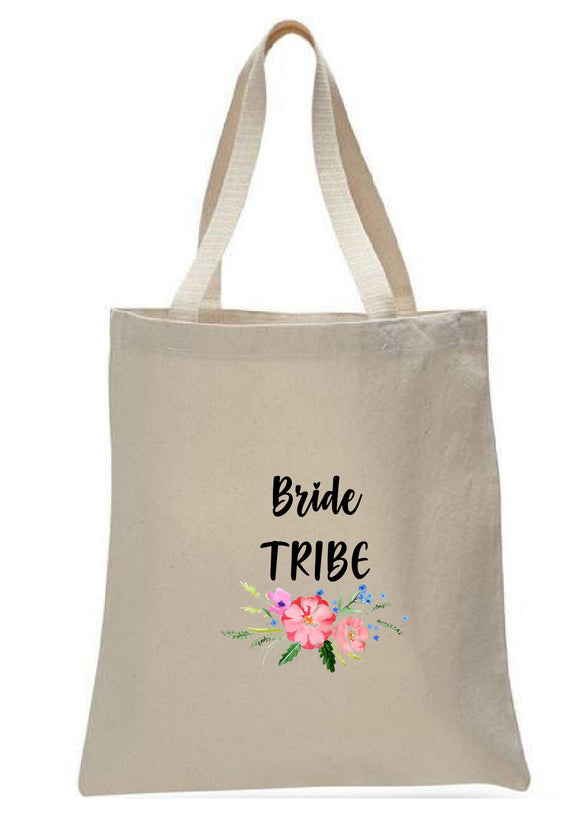 Wedding Canvas Gift Tote Bags, Party Gifts, Bride Tribe, WB43