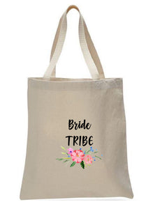 Wedding Canvas Gift Tote Bags, Party Gifts, Bride Tribe, WB52