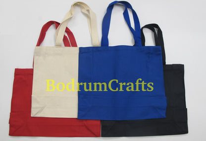 Rectangular Heavy Canvas Tote Bags, Full Gusset Grocery Shopper Totes