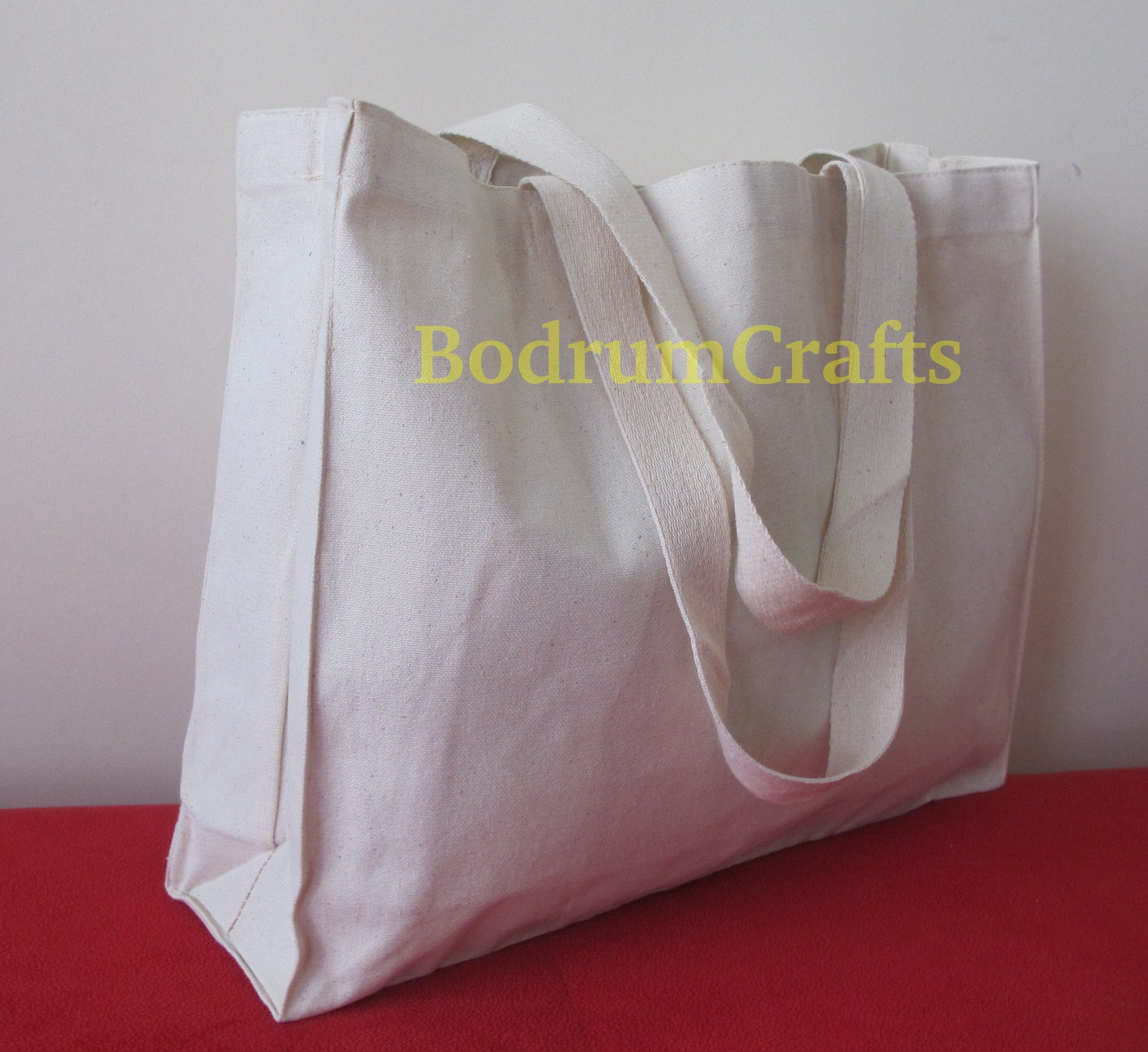 Wholesale Rectangular Heavy Canvas Tote Bags, Full Gusset Grocery Shopper Totes in Bulk