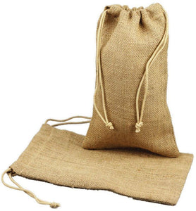 Natural Burlap Jute Sacks Bags With Drawstrings, Set of 12 Bulk