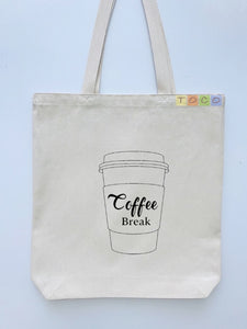 Coffee Cup Design Canvas Tote Bags, Coffee Break