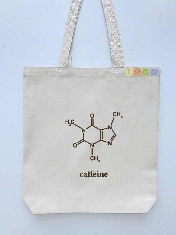 Caffeine Molecule Tote Bags