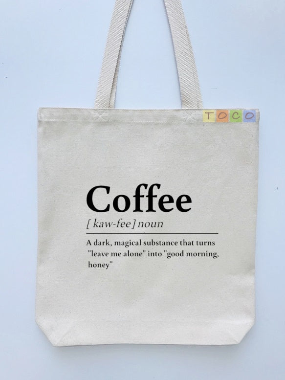 Coffee Definition Design Canvas Tote Bags