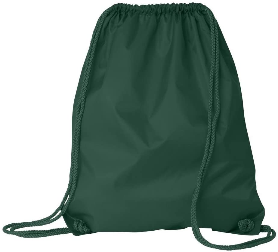 green Economy Polyester Sports Drawstring Backpack, Medium Size