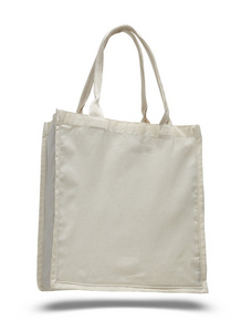 Grocery Shopper Canvas Tote Bags with Bottom Gusset, Large Size