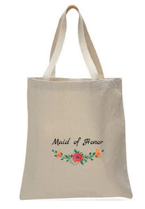 Wedding Canvas Gift Tote Bags, Party Gifts, Maid of Honor, WB49