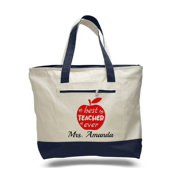 Personalized Teacher Canvas Tote Bags TB02