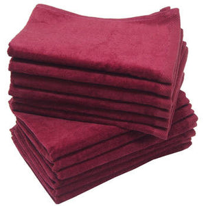 12 Pack Terry Velour Fingertip Towels, Maroon Color