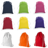 wholesale 12 Pack Economy Cotton Drawstring Backpacks DB02, Assorted Mix Color