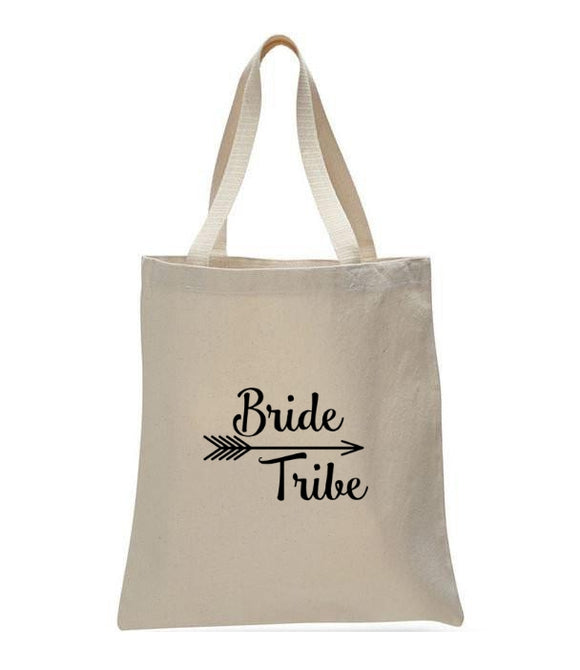 Personalized Wedding Canvas Gift Tote Bags, Bride Tribe, WB28