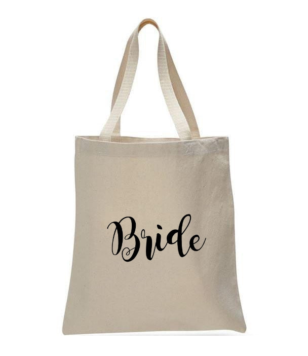 Personalized Wedding Canvas Gift Tote Bags, Bride, WB29