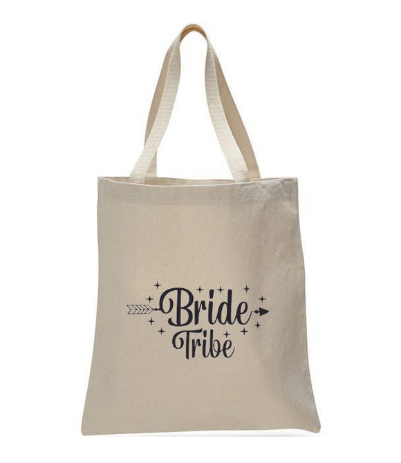Personalized Wedding Canvas Gift Tote Bags, Bride Tribe, WB31