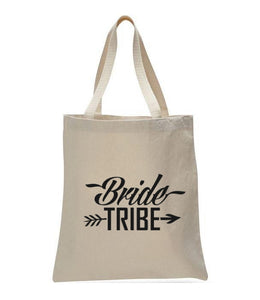 Personalized Wedding Canvas Gift Tote Bags, Bride Tribe, WB21