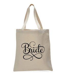 Personalized Wedding Canvas Gift Tote Bags, Bride, WB22