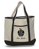 Personalized Teacher Tote Bags, Cute Teachers Gifts, Extra Large Canvas Totes TH103