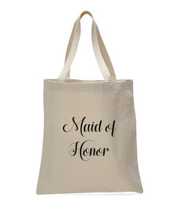 Personalized Wedding Canvas Gift Tote Bags, Maid of Honor, WB24