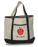 Personalized Teacher Tote Bags, Cute Teachers Gifts, Extra Large Canvas Totes TH104