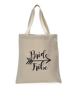 Personalized Wedding Canvas Gift Tote Bags, Bride Tribe, WB25