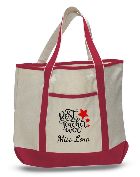 Personalized Teacher Tote Bags, Cute Teachers Gifts, Extra Large Canvas Totes TH105