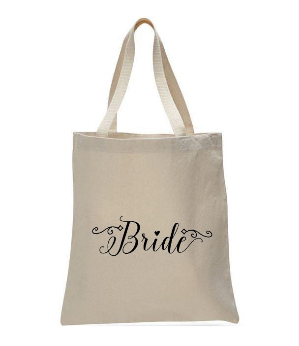 Personalized Wedding Canvas Gift Tote Bags, Bride, WB26