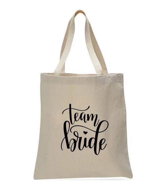 Personalized Wedding Canvas Gift Tote Bags, Team Bride, WB27