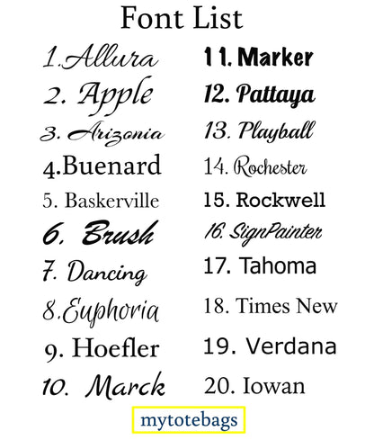 Mytotebags Font Lists