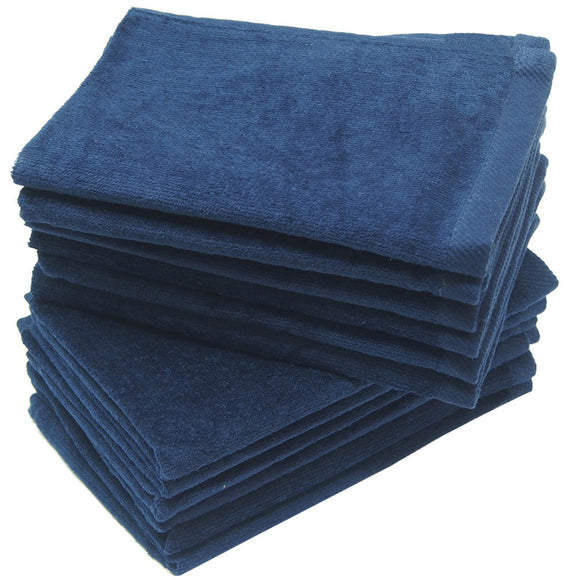 12 Pack Terry Velour Fingertip Towels, Navy Color