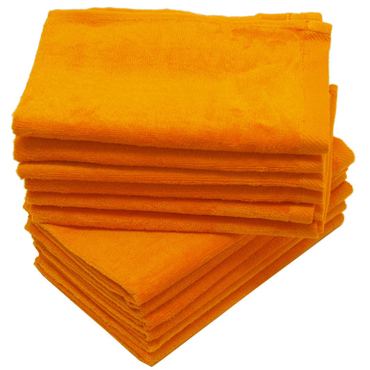 12 Pack Terry Velour Fingertip Towels, Orange Color