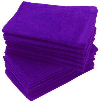 12 Pack Terry Velour Fingertip Towels, Purple Color