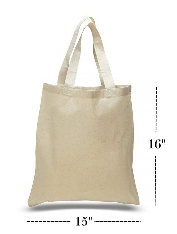 12 Eco Pack, Wholesale Blank Natural Cotton Tote Bags in Bulk