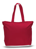 Heavy Duty Canvas Large Reusable Bags, Top Zippered with Zipper Inside Pocket TB23 (20" x 15" x 5")