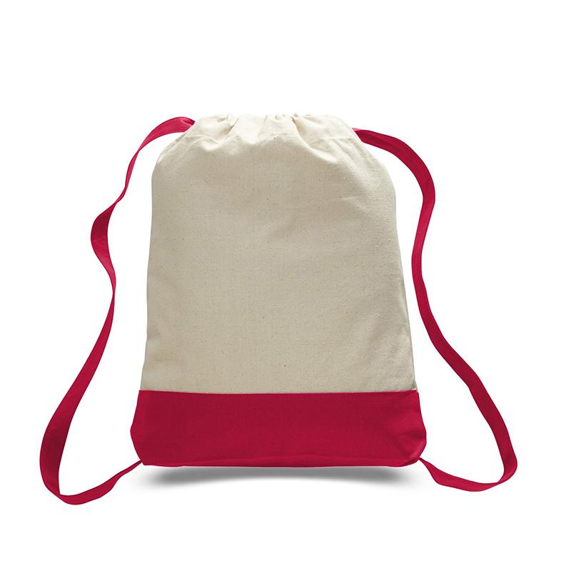 Red Heavy Canvas Two-Tone Color Sports Backpack