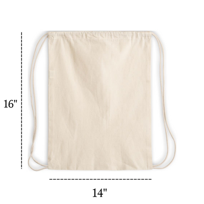 drawstring mini canvas backpack 12 ct Small / Cinch Packs 100% Cotton Canvas Fabric Weight Abstract Peach Drawstring Snap Flap