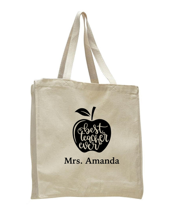 Personalized Teacher Tote Bags, Teachers Gifts, Large Canvas Book Bag TF100