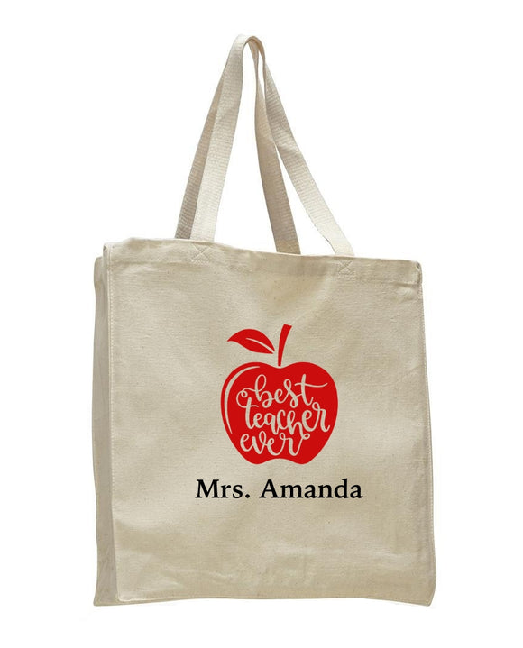 Personalized Teacher Tote Bags, Teachers Gifts, Large Canvas Book Bag TF101
