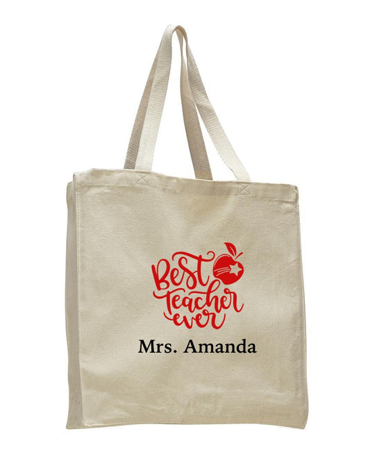 Personalized Teacher Tote Bags, Teachers Gifts, Large Canvas Book Bag TF103