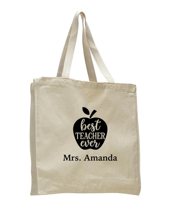 Personalized Teacher Tote Bags, Teachers Gifts, Large Canvas Book Bag TF104