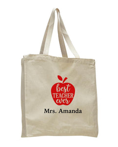 Personalized Teacher Tote Bags, Teachers Gifts, Large Canvas Book Bag TF105