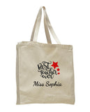 Personalized Teacher Tote Bags, Teachers Gifts, Large Canvas Book Bag TF106