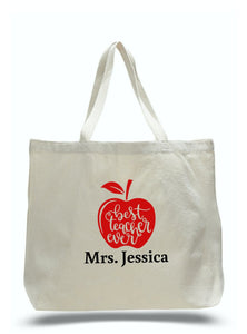 Personalized Teacher Tote Bags, Teachers Gifts, Large Canvas Totes TD101